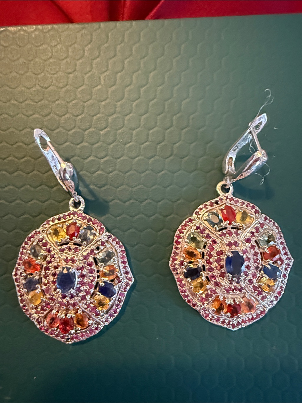 Multicolor Gemstone Halo Drop Earrings - Women Jewelry